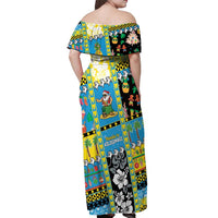 Tuvalu Christmas Off Shoulder Maxi Dress Festive Beach Vibes LT05 - Polynesian Pride