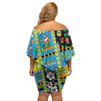 Tuvalu Christmas Off Shoulder Short Dress Festive Beach Vibes - Polynesian Pride
