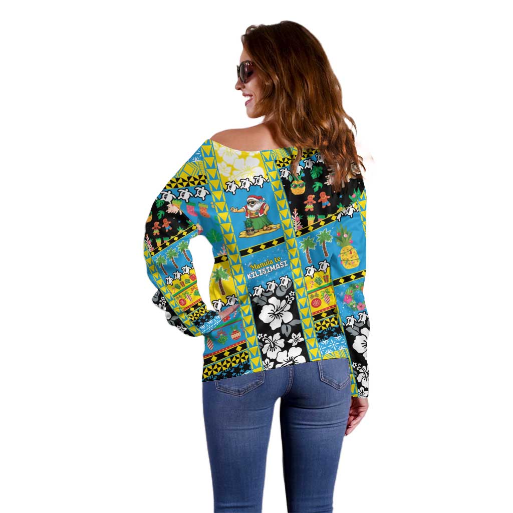 Tuvalu Christmas Off Shoulder Sweater Festive Beach Vibes - Polynesian Pride