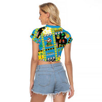 Tuvalu Christmas Raglan Cropped T Shirt Festive Beach Vibes - Polynesian Pride