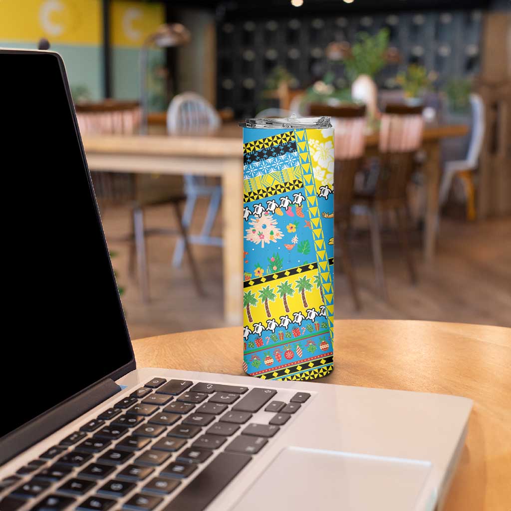 Tuvalu Christmas Skinny Tumbler Festive Beach Vibes - Polynesian Pride