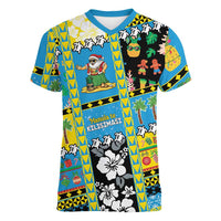 Tuvalu Christmas Women V-Neck T-Shirt Festive Beach Vibes - Polynesian Pride