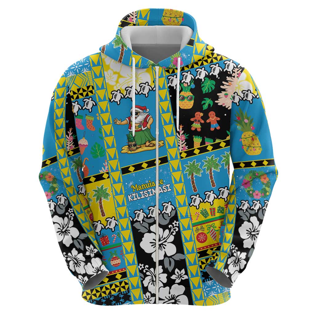 Tuvalu Christmas Zip Hoodie Festive Beach Vibes - Polynesian Pride