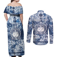 Samoa 685 Couples Matching Off Shoulder Maxi Dress and Long Sleeve Button Shirt Polynesian Pattern Tie Dye Style LT05 - Polynesian Pride