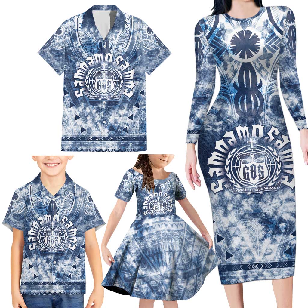 Samoa 685 Family Matching Long Sleeve Bodycon Dress and Hawaiian Shirt Polynesian Pattern Tie Dye Style LT05 - Polynesian Pride