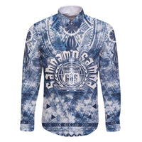 Samoa 685 Family Matching Off The Shoulder Long Sleeve Dress and Hawaiian Shirt Polynesian Pattern Tie Dye Style