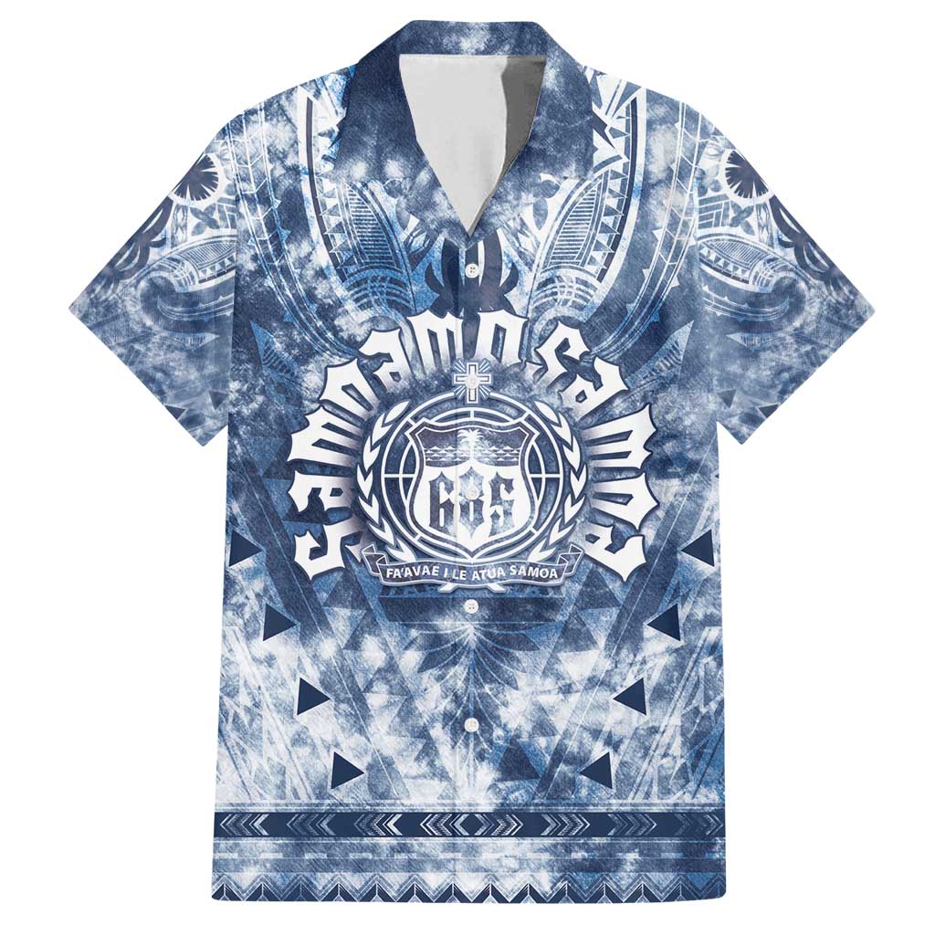 Samoa 685 Family Matching Off Shoulder Short Dress and Hawaiian Shirt Polynesian Pattern Tie Dye Style