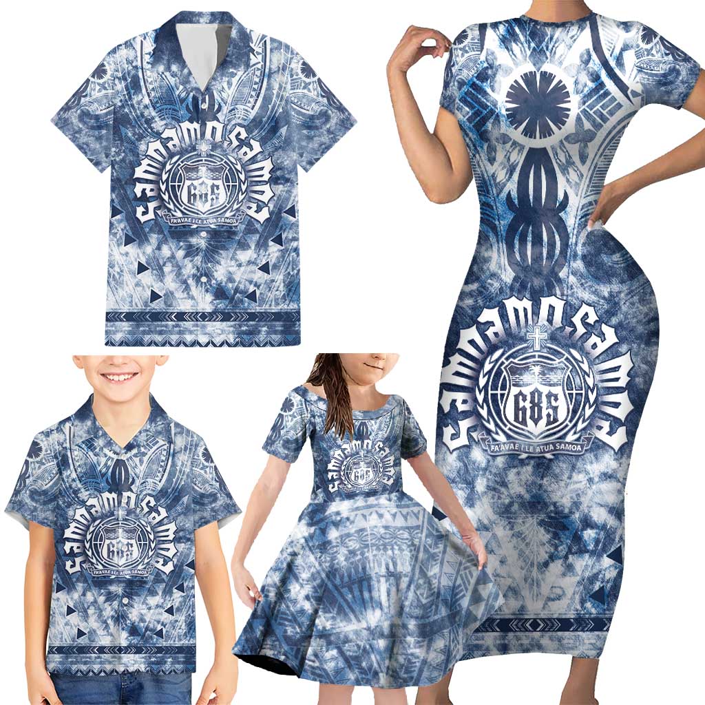 Samoa 685 Family Matching Short Sleeve Bodycon Dress and Hawaiian Shirt Polynesian Pattern Tie Dye Style LT05 - Polynesian Pride