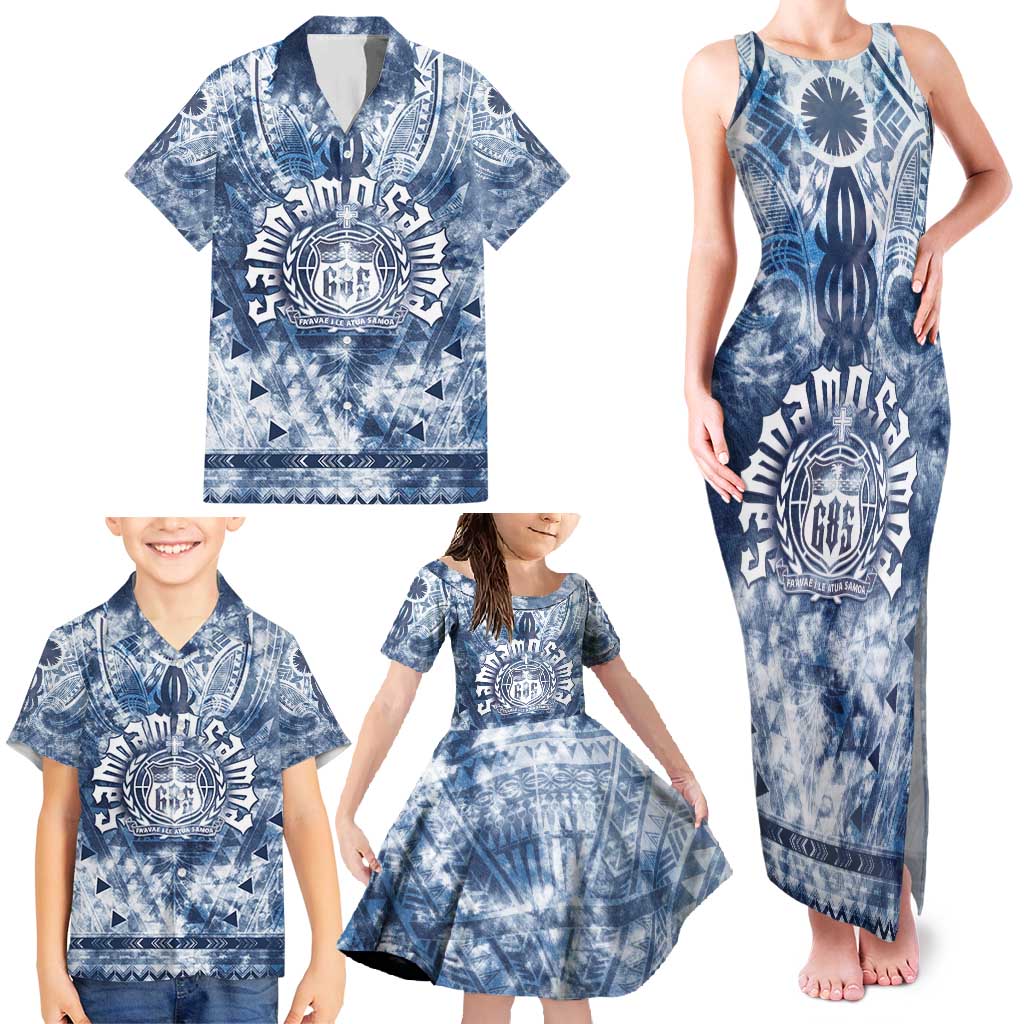 Samoa 685 Family Matching Tank Maxi Dress and Hawaiian Shirt Polynesian Pattern Tie Dye Style LT05 - Polynesian Pride