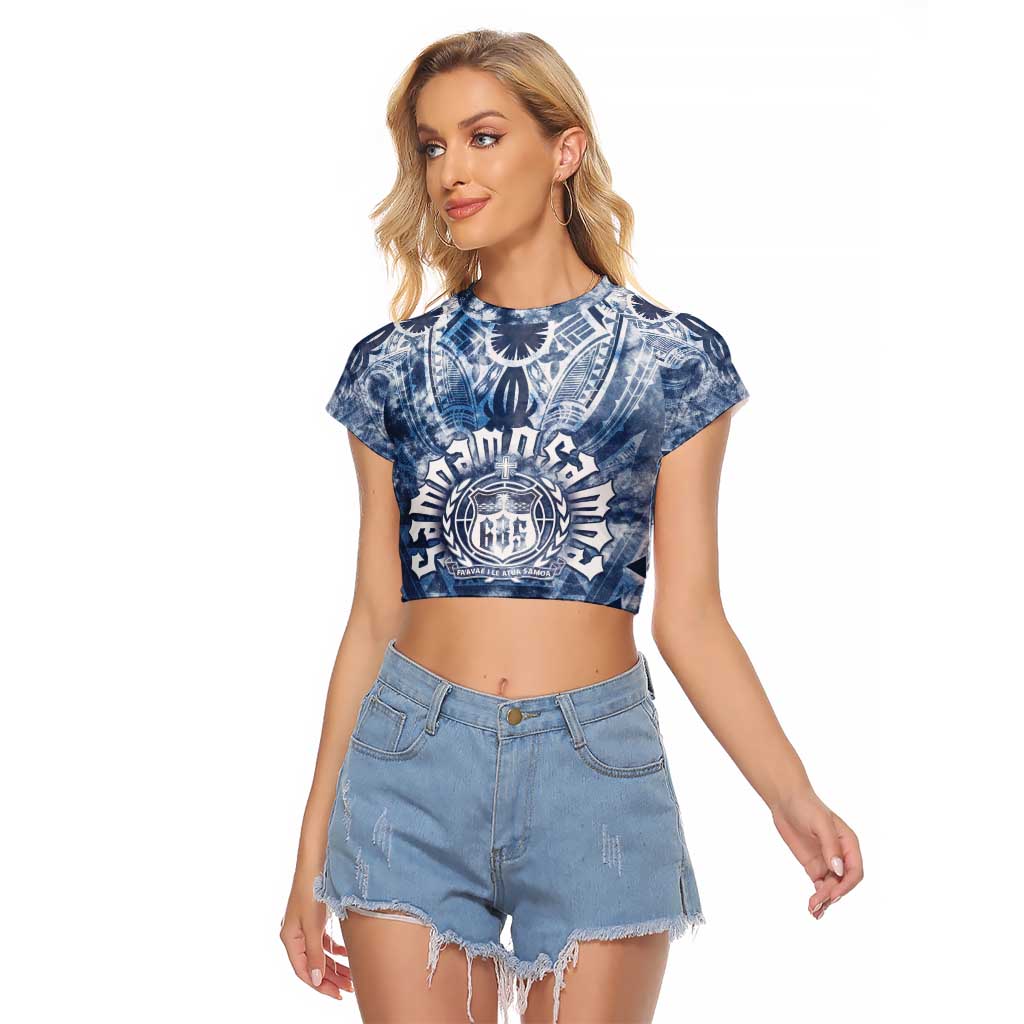 Samoa 685 Raglan Cropped T Shirt Polynesian Pattern Tie Dye Style