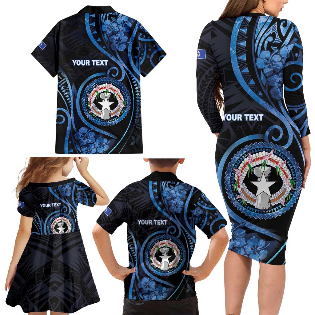 Personalized Northern Mariana Islands Family Matching Long Sleeve Bodycon Dress and Hawaiian Shirt Ocean Floral Pattern LT05 - Polynesian Pride