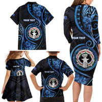 Personalized Northern Mariana Islands Family Matching Long Sleeve Bodycon Dress and Hawaiian Shirt Ocean Floral Pattern LT05 - Polynesian Pride