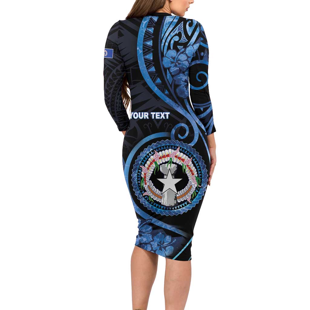 Personalized Northern Mariana Islands Family Matching Long Sleeve Bodycon Dress and Hawaiian Shirt Ocean Floral Pattern LT05 - Polynesian Pride