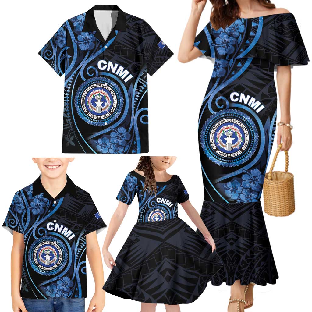 Personalized Northern Mariana Islands Family Matching Mermaid Dress and Hawaiian Shirt Ocean Floral Pattern LT05 - Polynesian Pride
