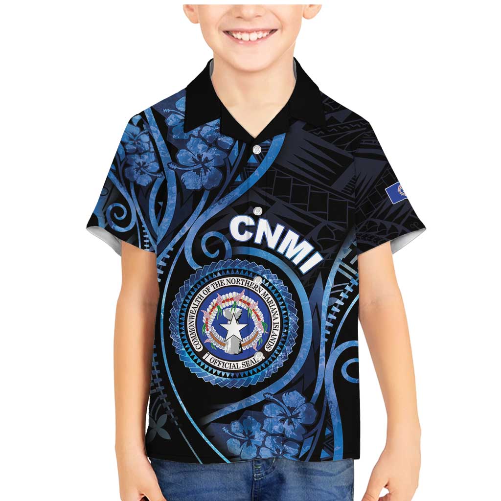 Personalized Northern Mariana Islands Family Matching Mermaid Dress and Hawaiian Shirt Ocean Floral Pattern LT05 Son's Shirt Black - Polynesian Pride