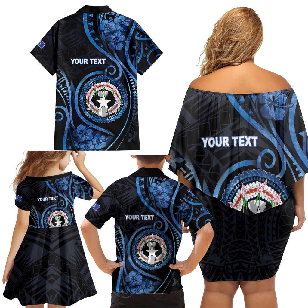 Personalized Northern Mariana Islands Family Matching Off Shoulder Short Dress and Hawaiian Shirt Ocean Floral Pattern LT05 - Polynesian Pride