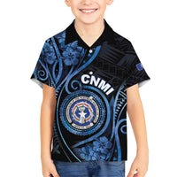 Personalized Northern Mariana Islands Family Matching Short Sleeve Bodycon Dress and Hawaiian Shirt Ocean Floral Pattern LT05 Son's Shirt Black - Polynesian Pride