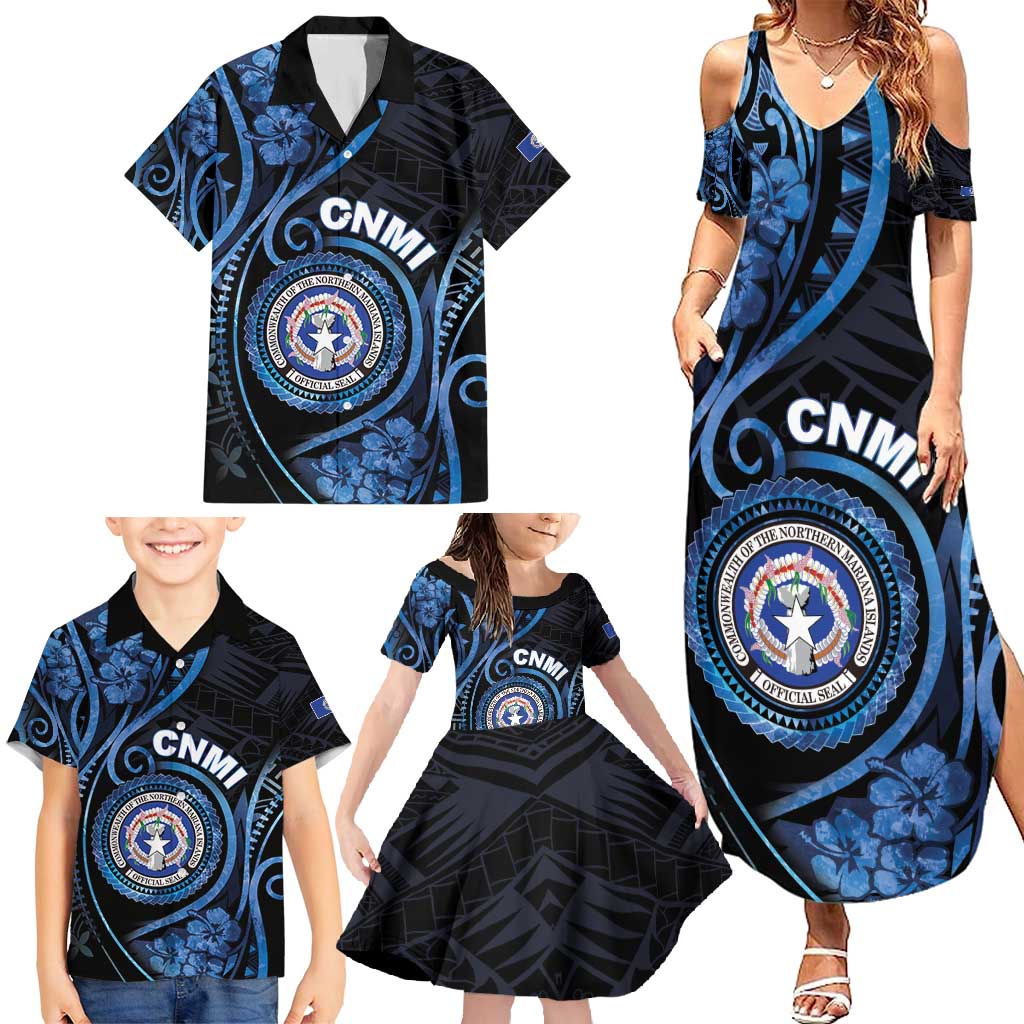 Personalized Northern Mariana Islands Family Matching Summer Maxi Dress and Hawaiian Shirt Ocean Floral Pattern LT05 - Polynesian Pride