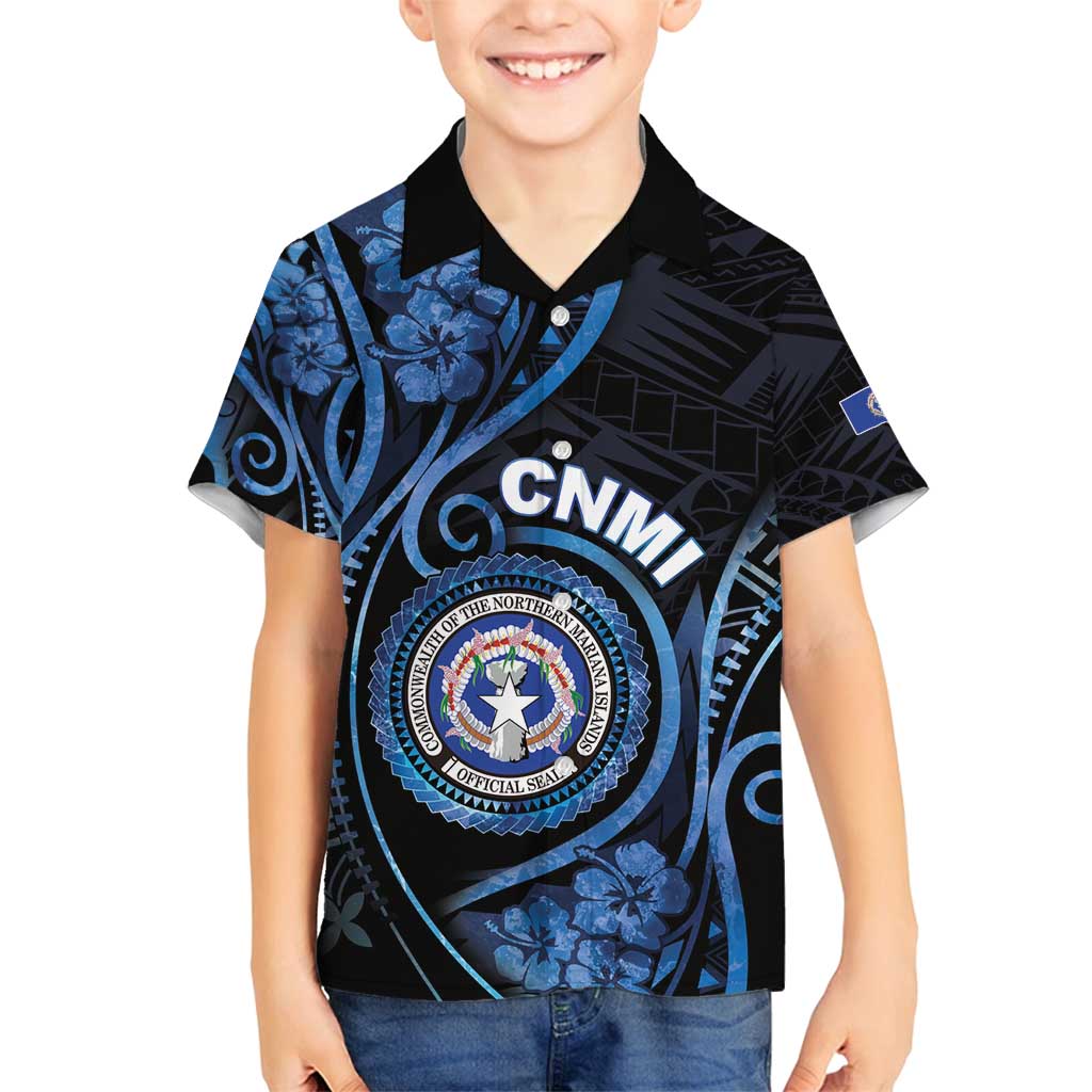 Personalized Northern Mariana Islands Family Matching Summer Maxi Dress and Hawaiian Shirt Ocean Floral Pattern LT05 Son's Shirt Black - Polynesian Pride