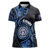 Personalized Northern Mariana Islands Women Polo Shirt Ocean Floral Pattern