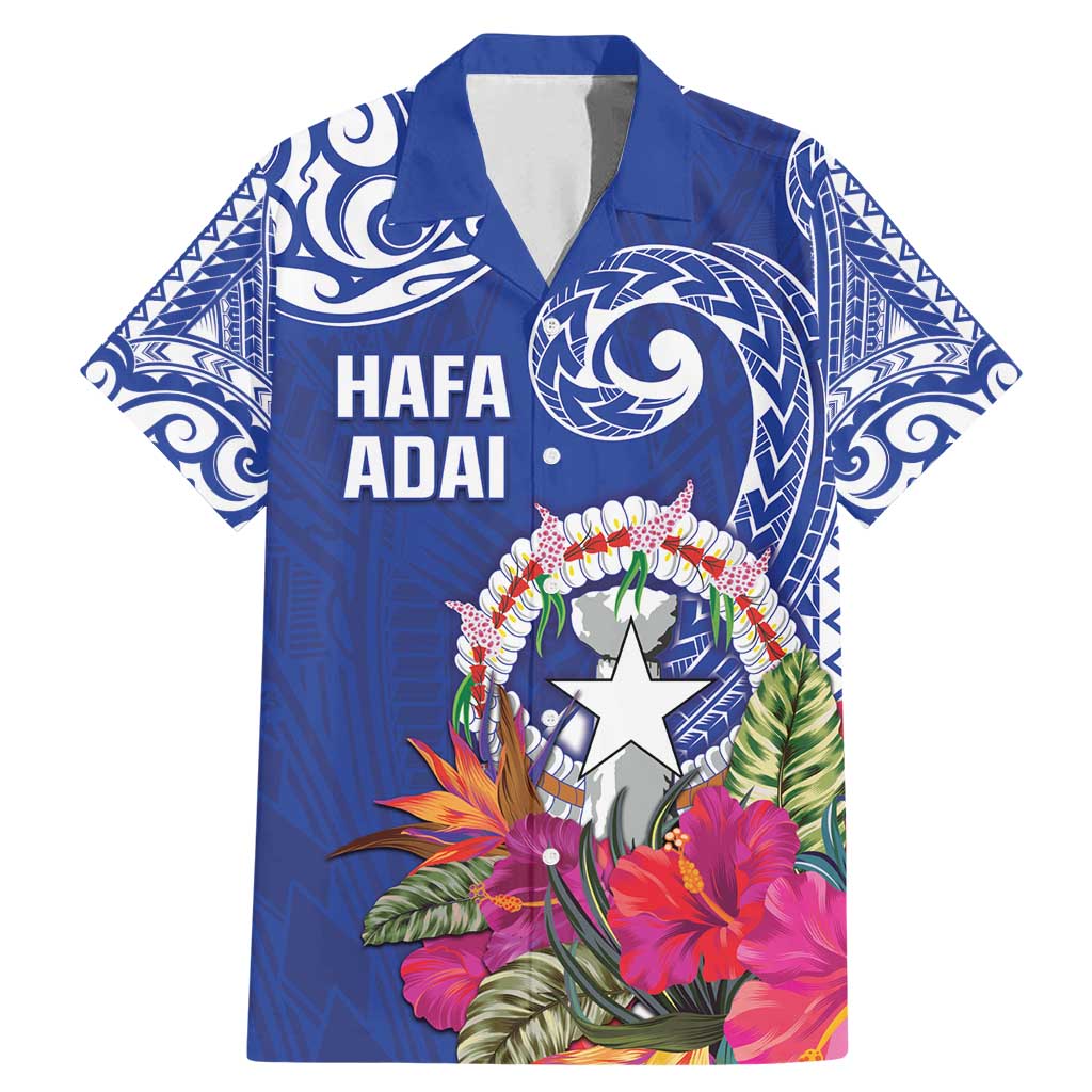 Hafa Adai Northern Mariana Islands Family Matching Mermaid Dress and Hawaiian Shirt Polynesian Tribal Pattern LT05 Dad's Shirt - Short Sleeve Blue - Polynesian Pride
