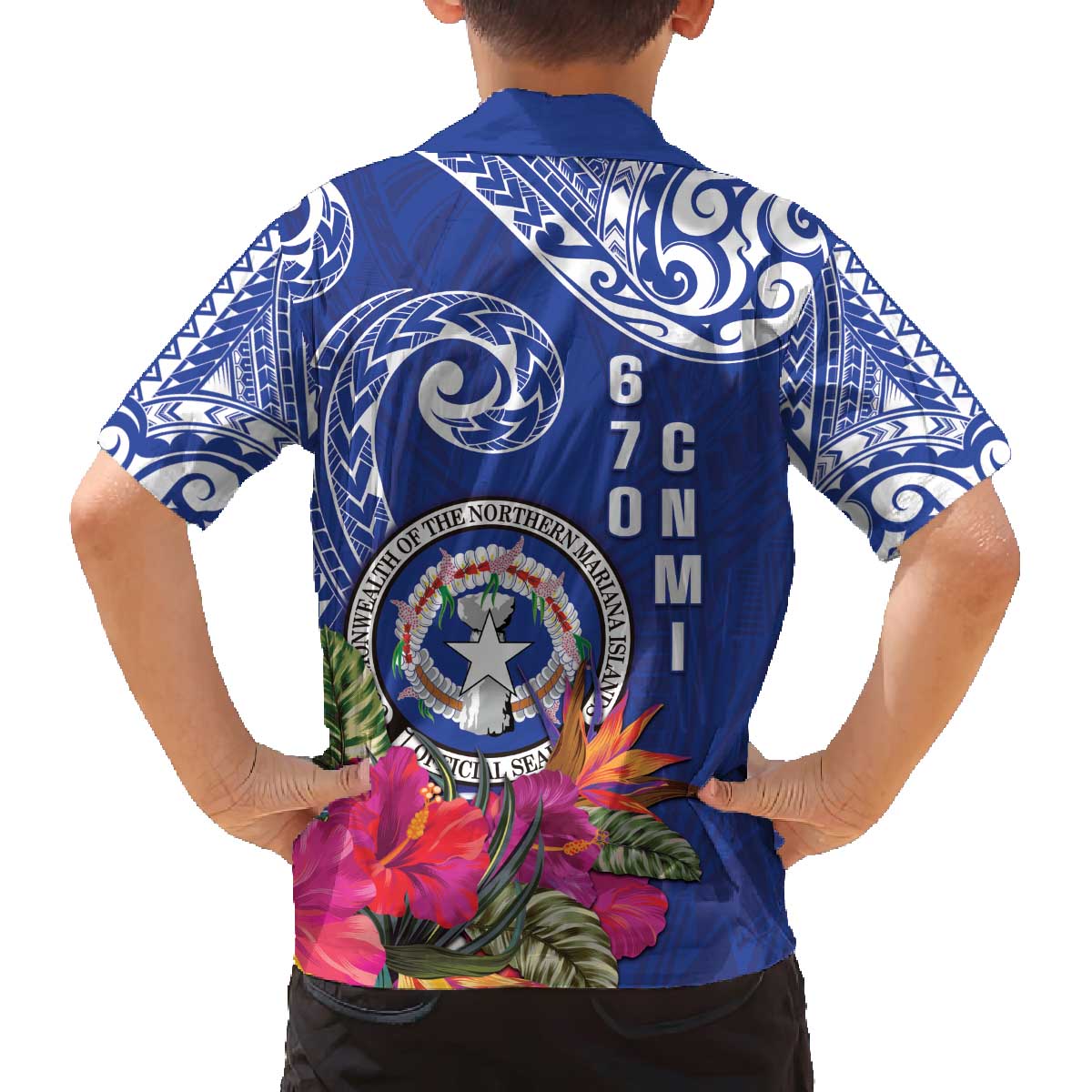 Hafa Adai Northern Mariana Islands Family Matching Off The Shoulder Long Sleeve Dress and Hawaiian Shirt Polynesian Tribal Pattern LT05 - Polynesian Pride