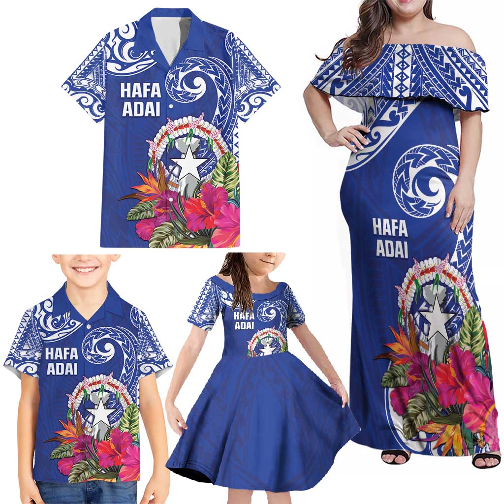 Hafa Adai Northern Mariana Islands Family Matching Off Shoulder Maxi Dress and Hawaiian Shirt Polynesian Tribal Pattern LT05 - Polynesian Pride