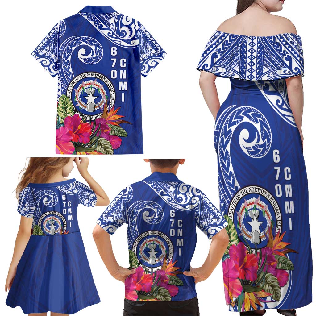 Hafa Adai Northern Mariana Islands Family Matching Off Shoulder Maxi Dress and Hawaiian Shirt Polynesian Tribal Pattern LT05 - Polynesian Pride
