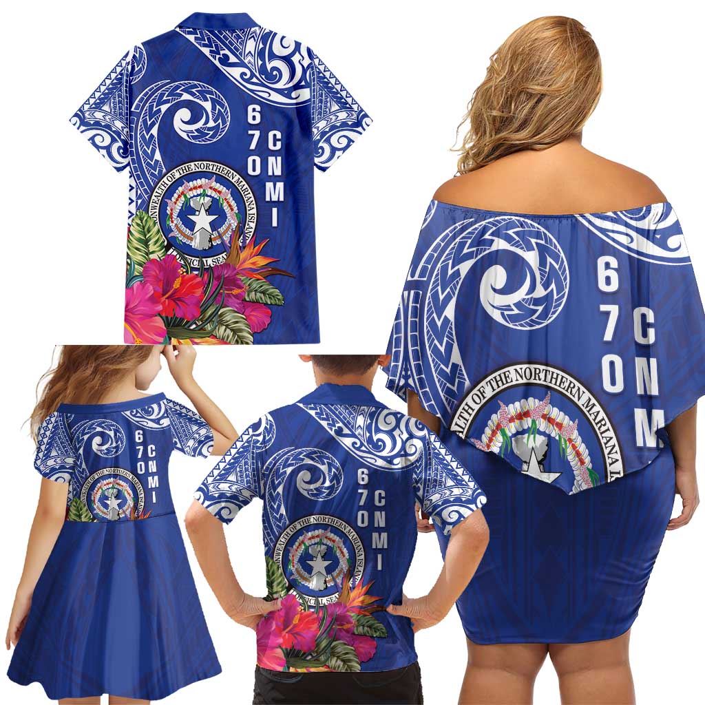 Hafa Adai Northern Mariana Islands Family Matching Off Shoulder Short Dress and Hawaiian Shirt Polynesian Tribal Pattern LT05 - Polynesian Pride
