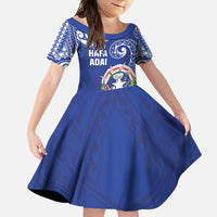 Hafa Adai Northern Mariana Islands Family Matching Short Sleeve Bodycon Dress and Hawaiian Shirt Polynesian Tribal Pattern LT05 Daughter's Dress Blue - Polynesian Pride