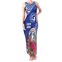 Hafa Adai Northern Mariana Islands Family Matching Tank Maxi Dress and Hawaiian Shirt Polynesian Tribal Pattern LT05 Mom's Dress Blue - Polynesian Pride