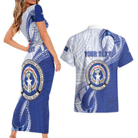 Personalized Northern Mariana Islands Couples Matching Short Sleeve Bodycon Dress and Hawaiian Shirt CNMI Seal LT05 - Polynesian Pride