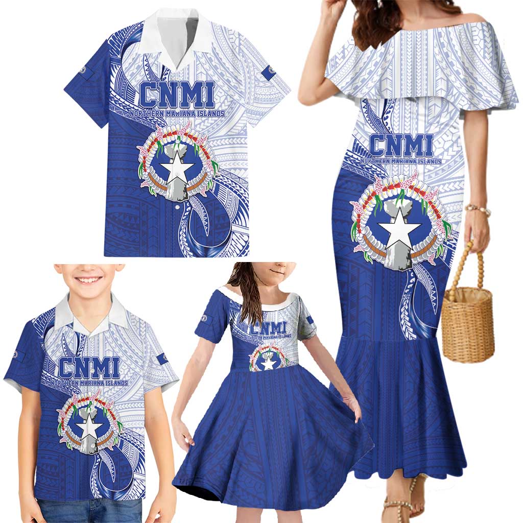 Personalized Northern Mariana Islands Family Matching Mermaid Dress and Hawaiian Shirt CNMI Seal LT05 - Polynesian Pride
