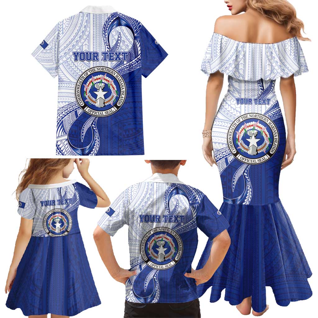 Personalized Northern Mariana Islands Family Matching Mermaid Dress and Hawaiian Shirt CNMI Seal LT05 - Polynesian Pride