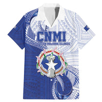 Personalized Northern Mariana Islands Family Matching Mermaid Dress and Hawaiian Shirt CNMI Seal LT05 Dad's Shirt - Short Sleeve Blue - Polynesian Pride