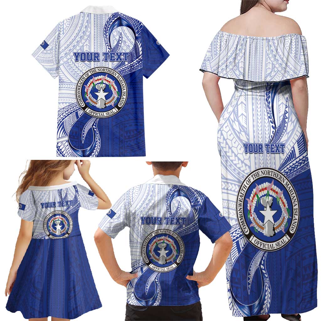 Personalized Northern Mariana Islands Family Matching Off Shoulder Maxi Dress and Hawaiian Shirt CNMI Seal LT05 - Polynesian Pride