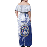 Personalized Northern Mariana Islands Family Matching Off Shoulder Maxi Dress and Hawaiian Shirt CNMI Seal LT05 - Polynesian Pride