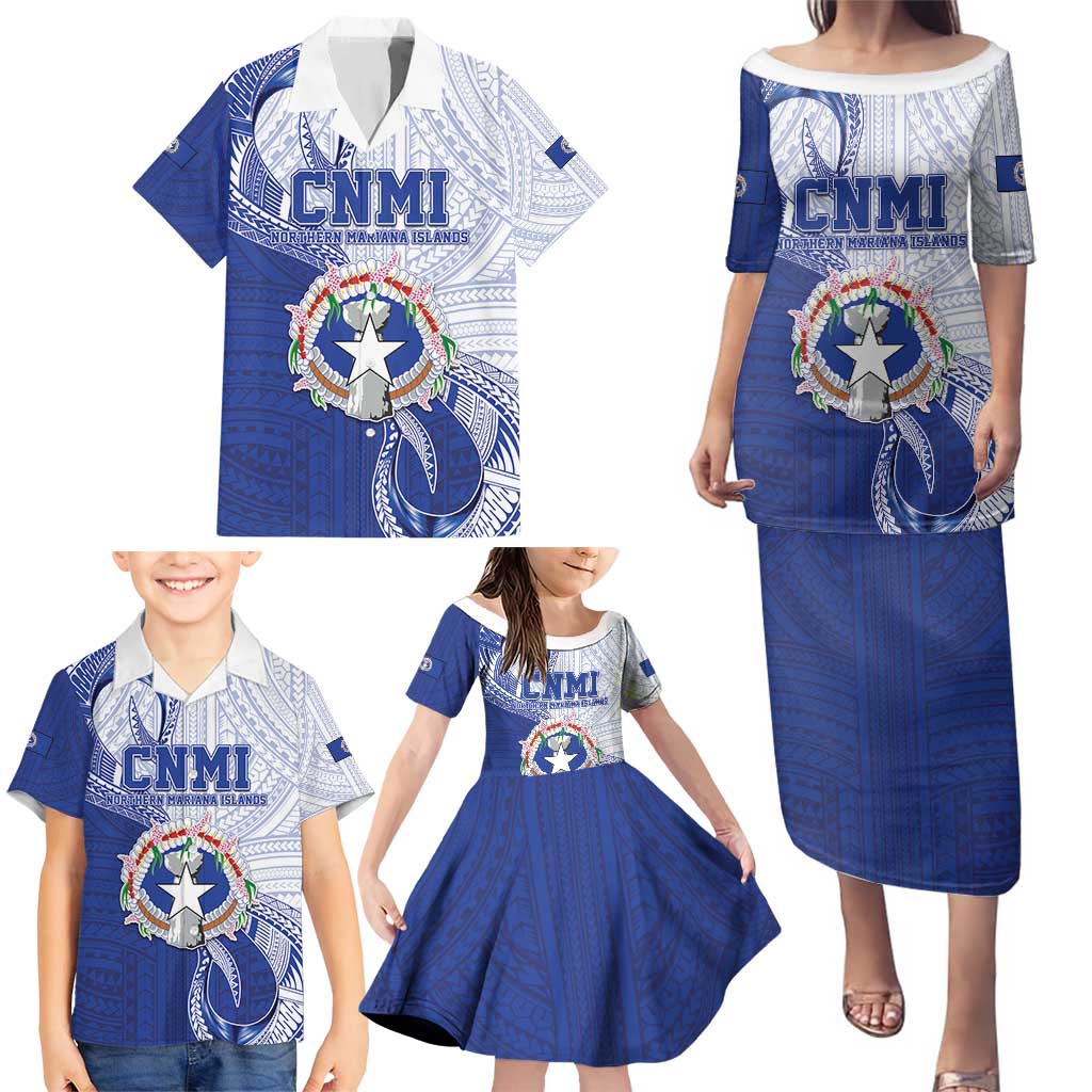 Personalized Northern Mariana Islands Family Matching Puletasi and Hawaiian Shirt CNMI Seal LT05 - Polynesian Pride