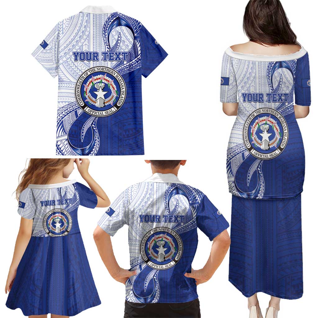 Personalized Northern Mariana Islands Family Matching Puletasi and Hawaiian Shirt CNMI Seal LT05 - Polynesian Pride