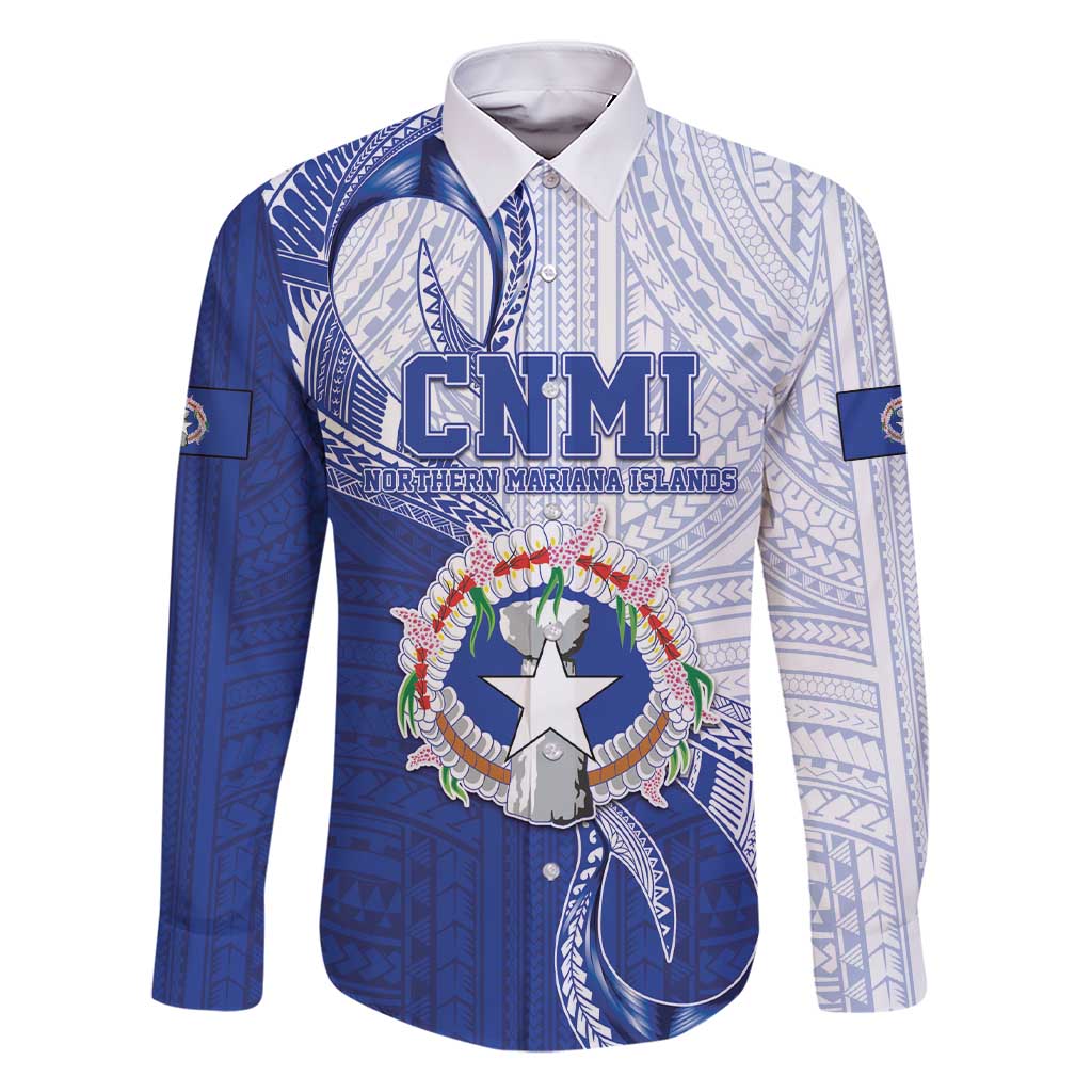 Personalized Northern Mariana Islands Family Matching Short Sleeve Bodycon Dress and Hawaiian Shirt CNMI Seal LT05 Dad's Shirt - Long Sleeve Blue - Polynesian Pride