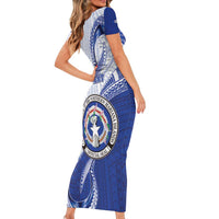 Personalized Northern Mariana Islands Family Matching Short Sleeve Bodycon Dress and Hawaiian Shirt CNMI Seal LT05 - Polynesian Pride