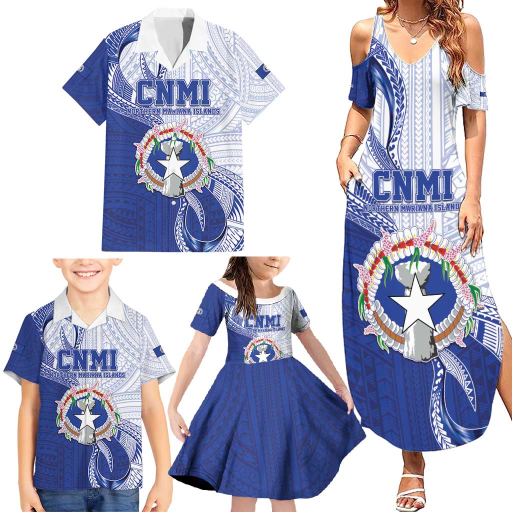 Personalized Northern Mariana Islands Family Matching Summer Maxi Dress and Hawaiian Shirt CNMI Seal LT05 - Polynesian Pride