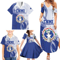 Personalized Northern Mariana Islands Family Matching Summer Maxi Dress and Hawaiian Shirt CNMI Seal LT05 - Polynesian Pride