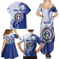 Personalized Northern Mariana Islands Family Matching Summer Maxi Dress and Hawaiian Shirt CNMI Seal LT05 - Polynesian Pride