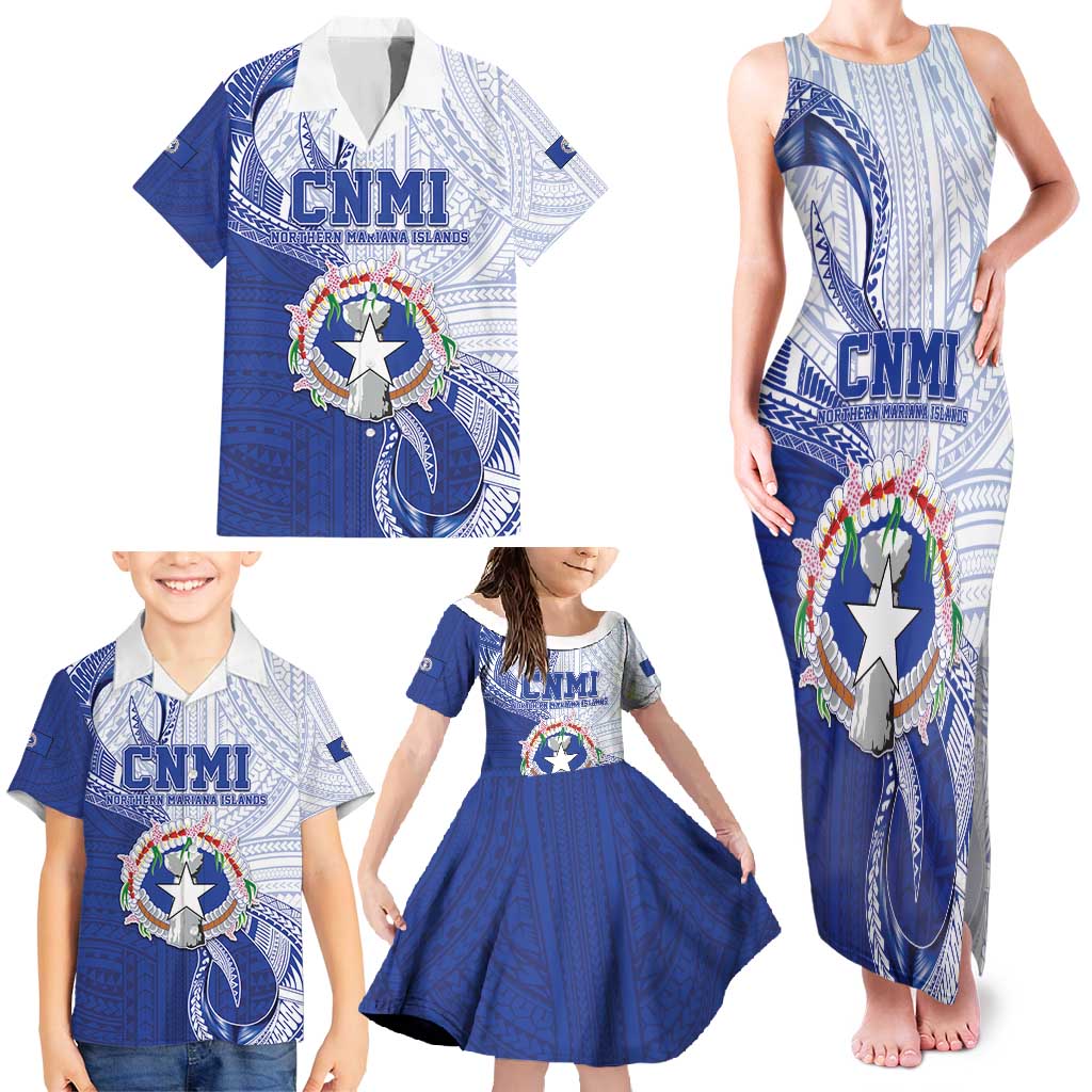 Personalized Northern Mariana Islands Family Matching Tank Maxi Dress and Hawaiian Shirt CNMI Seal LT05 - Polynesian Pride