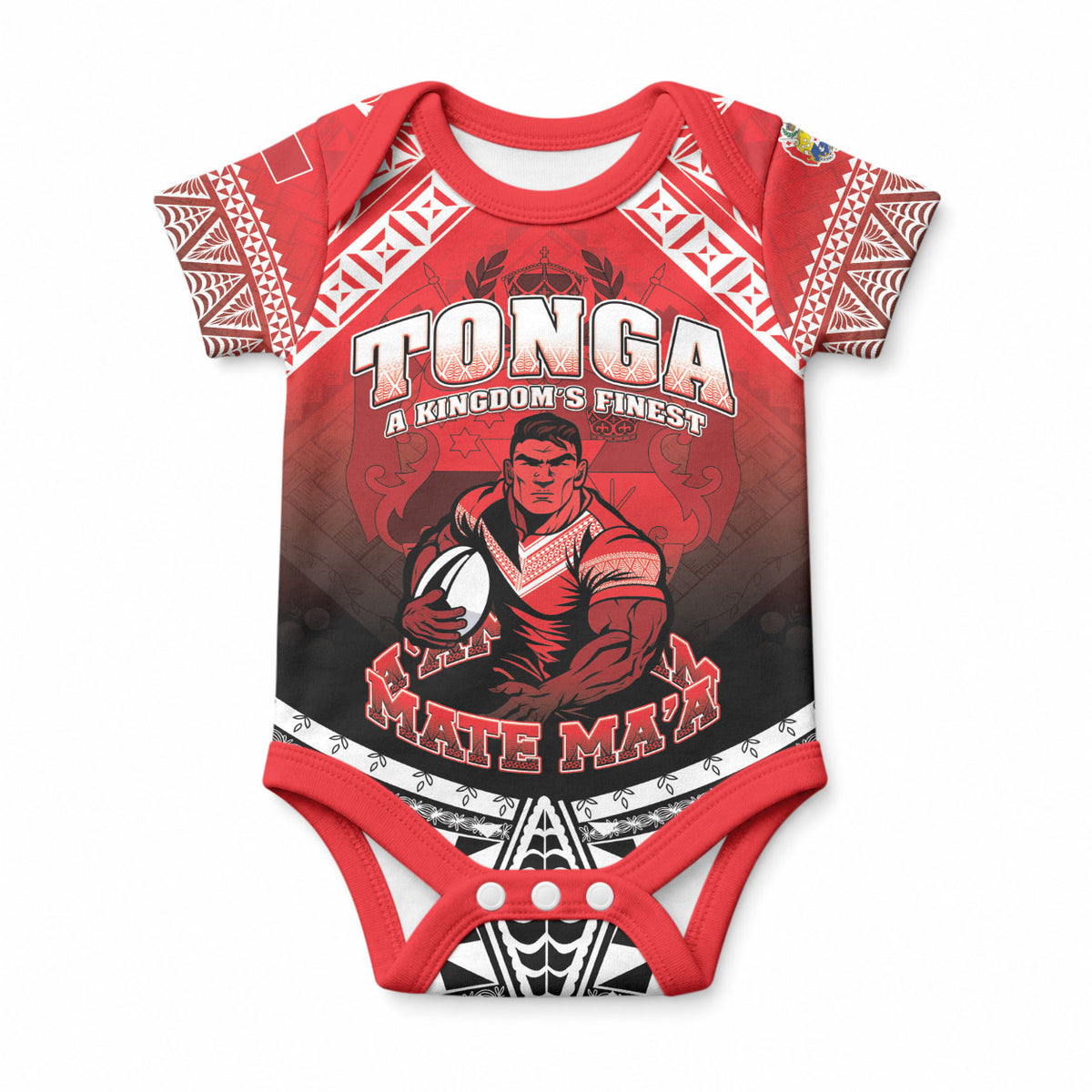 Custom Rugby Tonga MMT Baby Onesie Mana O Tonga LT05 Red - Polynesian Pride