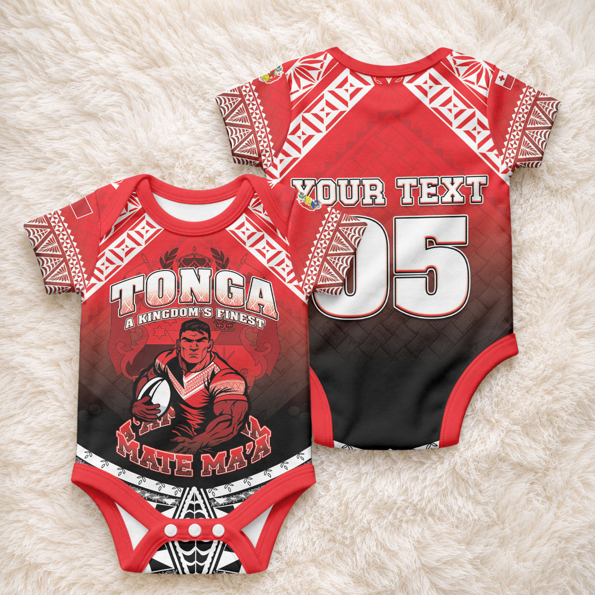 Custom Rugby Tonga MMT Baby Onesie Mana O Tonga LT05 - Polynesian Pride