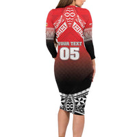 Custom Rugby Tonga MMT Family Matching Long Sleeve Bodycon Dress and Hawaiian Shirt Mana O Tonga LT05 - Polynesian Pride