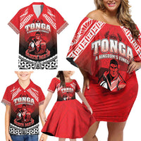 Custom Rugby Tonga MMT Family Matching Off Shoulder Short Dress and Hawaiian Shirt Mana O Tonga LT05 - Polynesian Pride