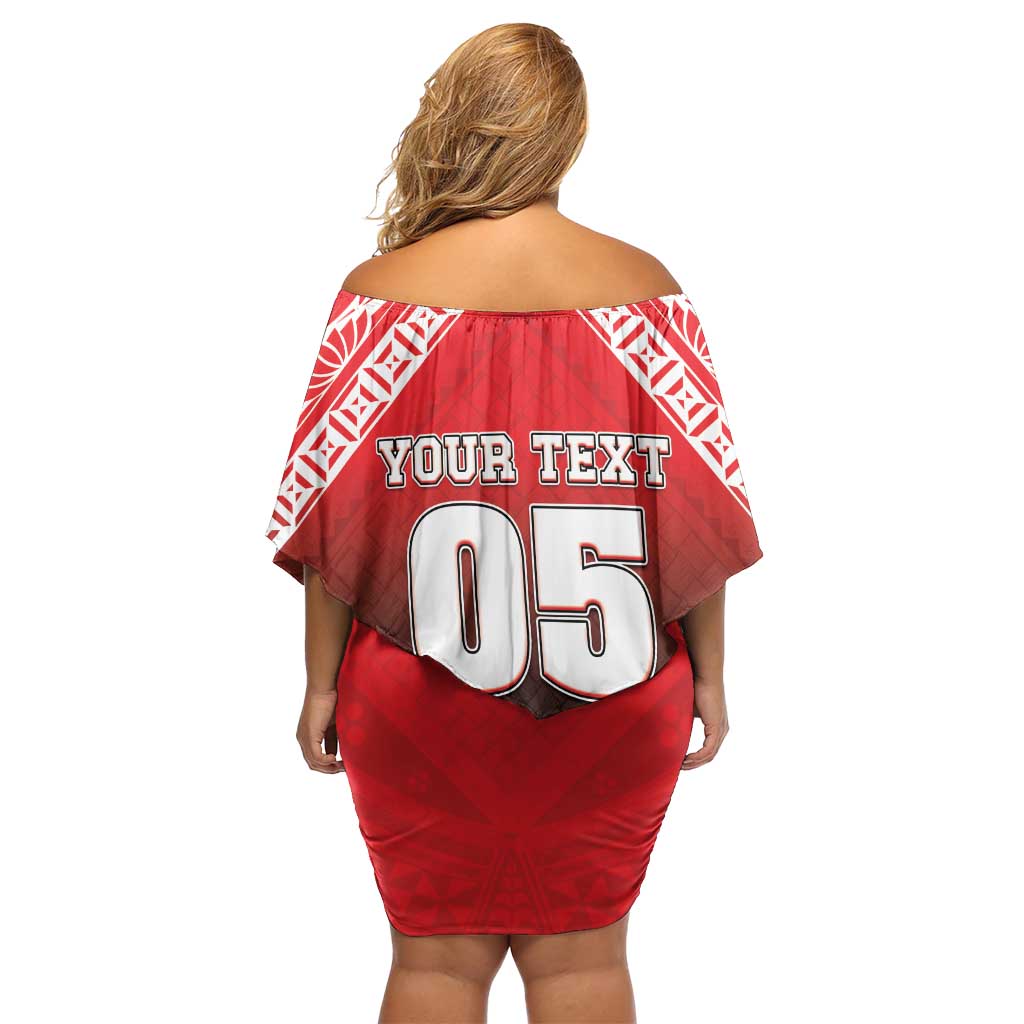 Custom Rugby Tonga MMT Family Matching Off Shoulder Short Dress and Hawaiian Shirt Mana O Tonga LT05 - Polynesian Pride